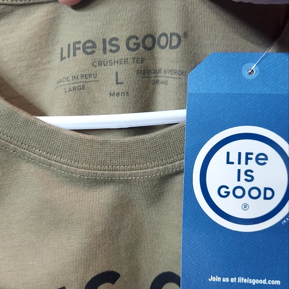 NWT Life is Good with Tacos Crusher Tee Unisex Army Green Short Sleeve T… - Picture 3 of 9